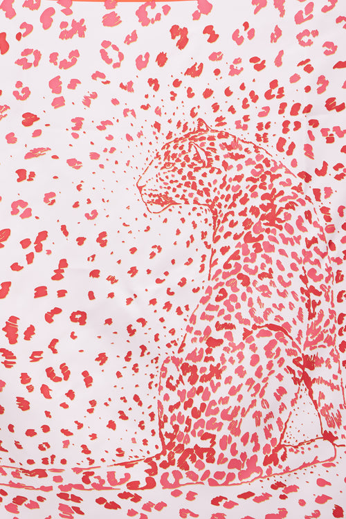 Cartier Pink & Red Printed Silk Scarf
