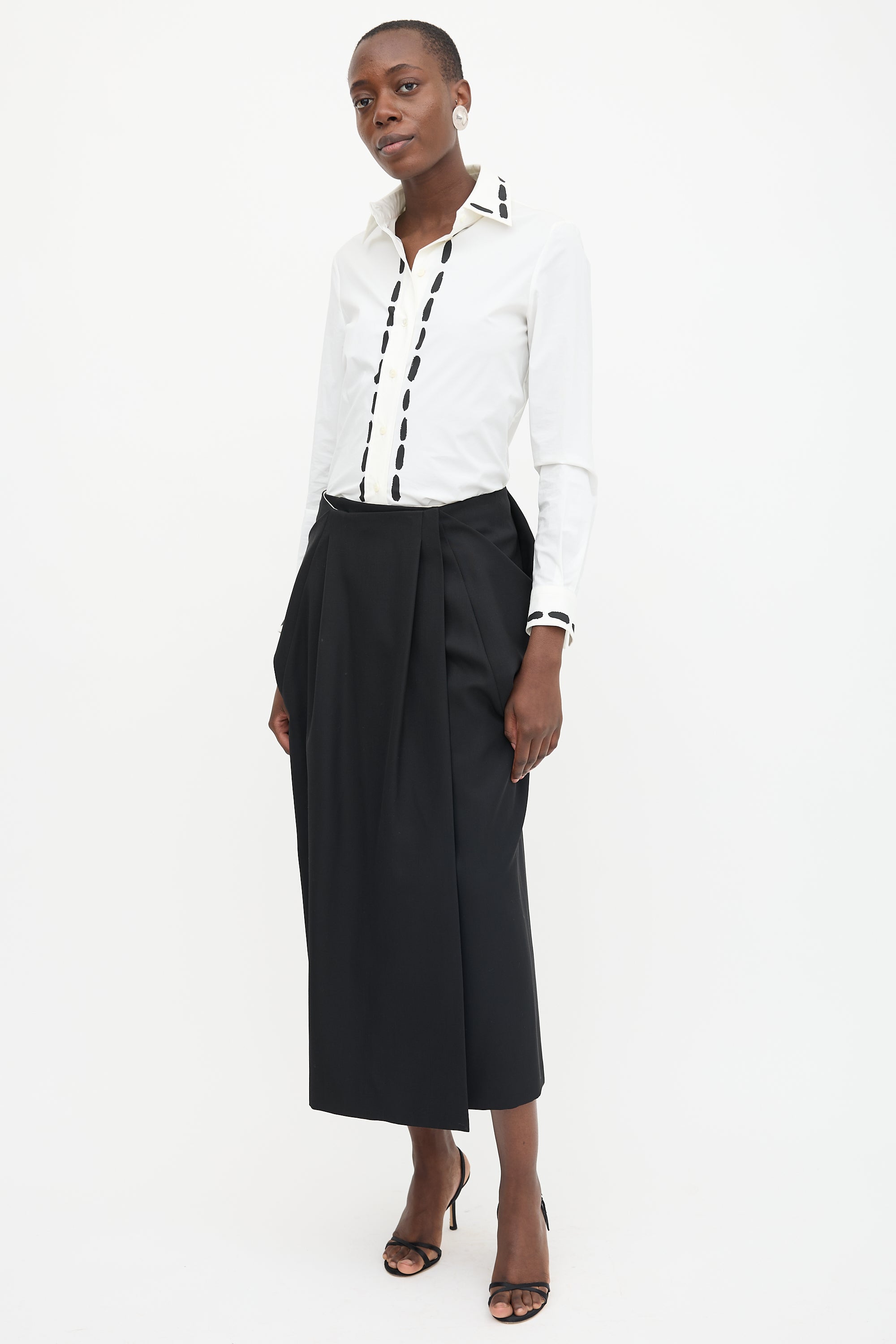 Carven Wrap Front Midi Skirt