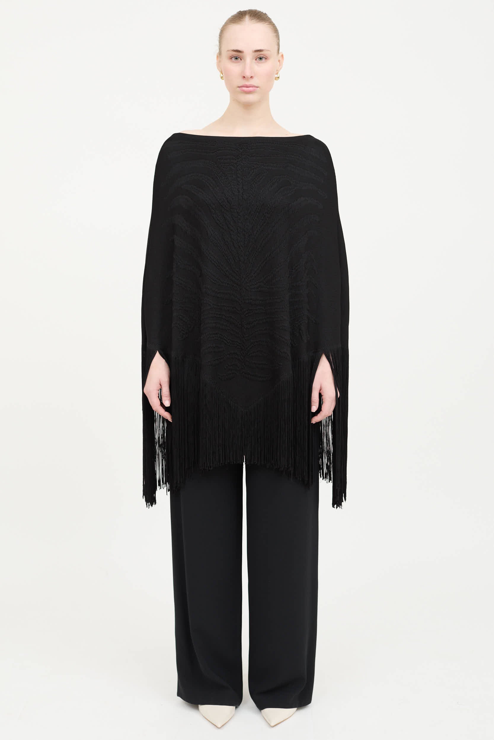 Roberto Cavalli Knit Tassel Cape