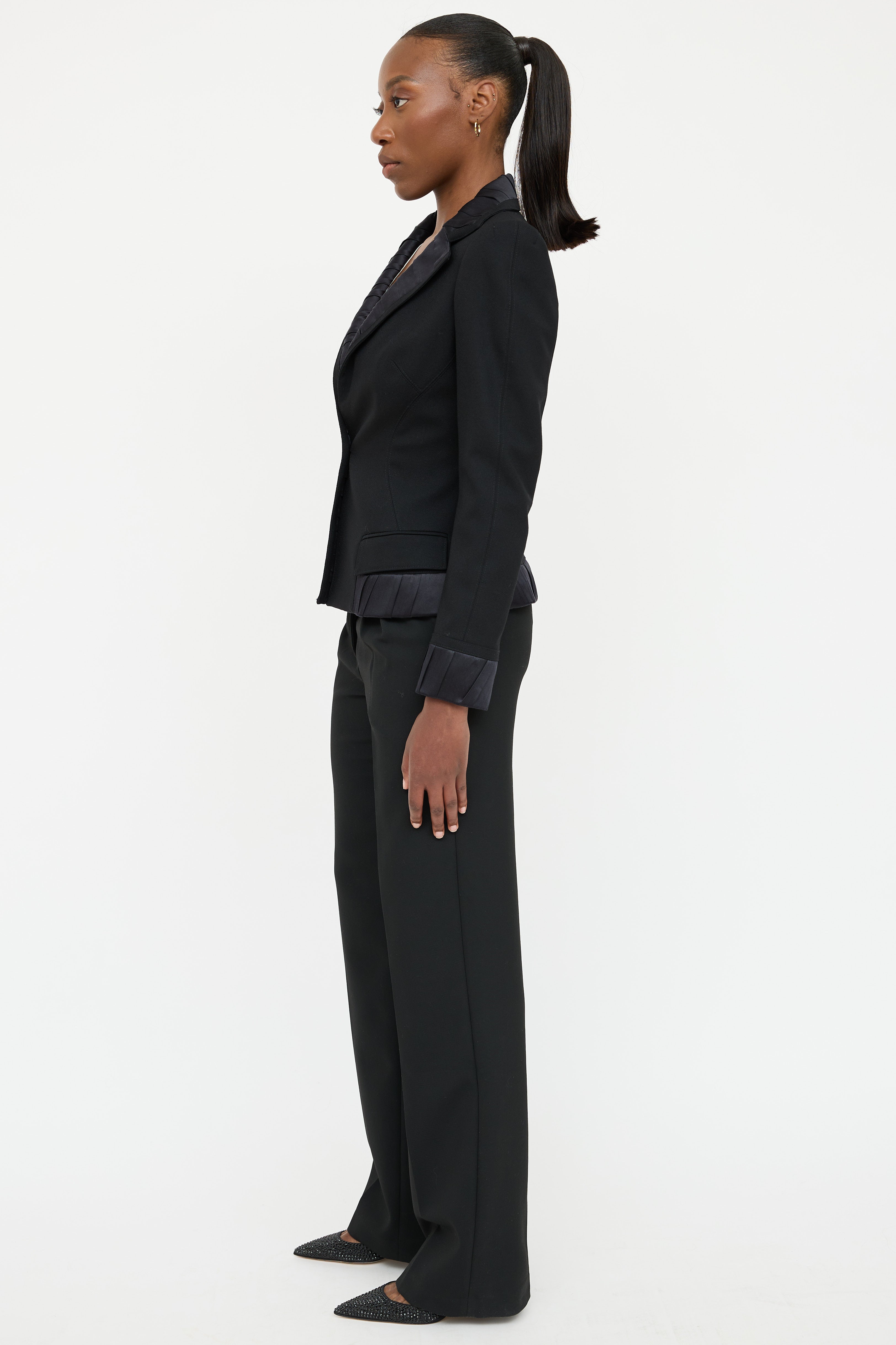 Roberto Cavalli Silk Pleated Blazer