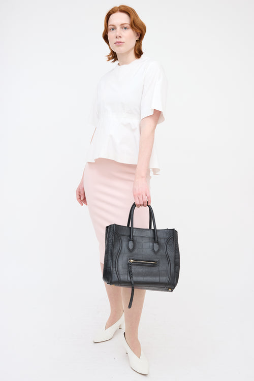 Celine 2011 Embossed Leather Medium Phantom Luggage Bag