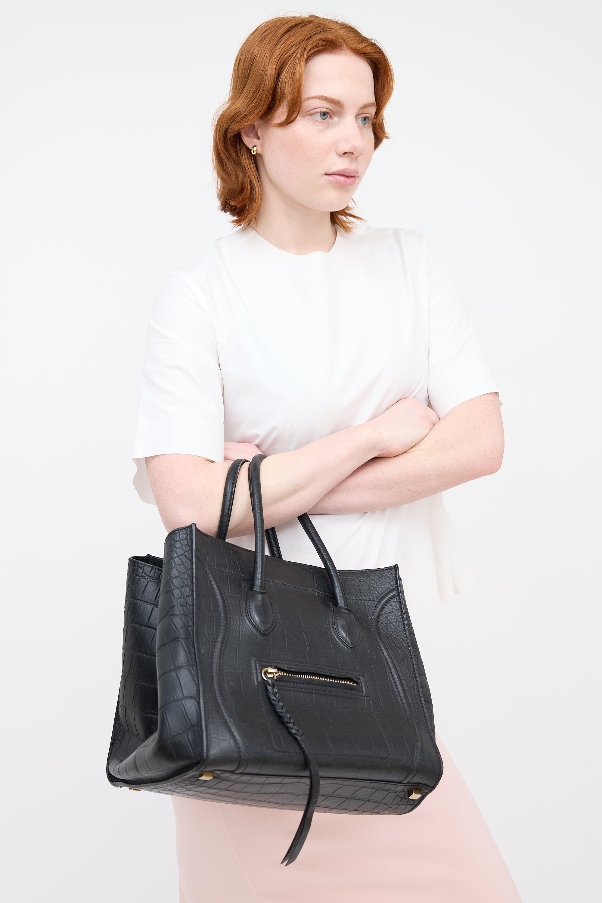 Celine 2011 Embossed Leather Medium Phantom Luggage Bag