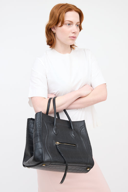 Celine 2011 Embossed Leather Medium Phantom Luggage Bag