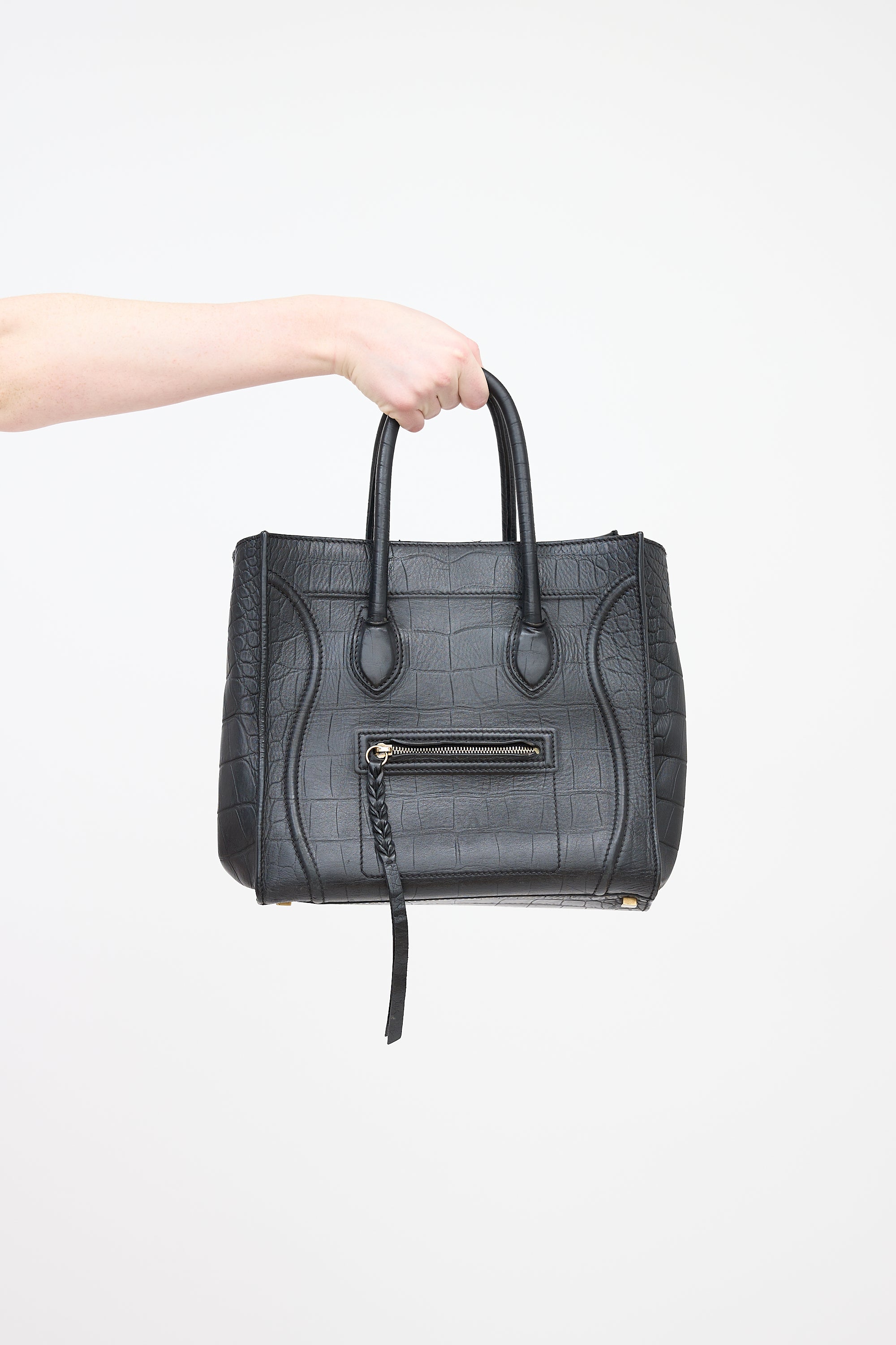 Celine 2011 Embossed Leather Medium Phantom Luggage Bag