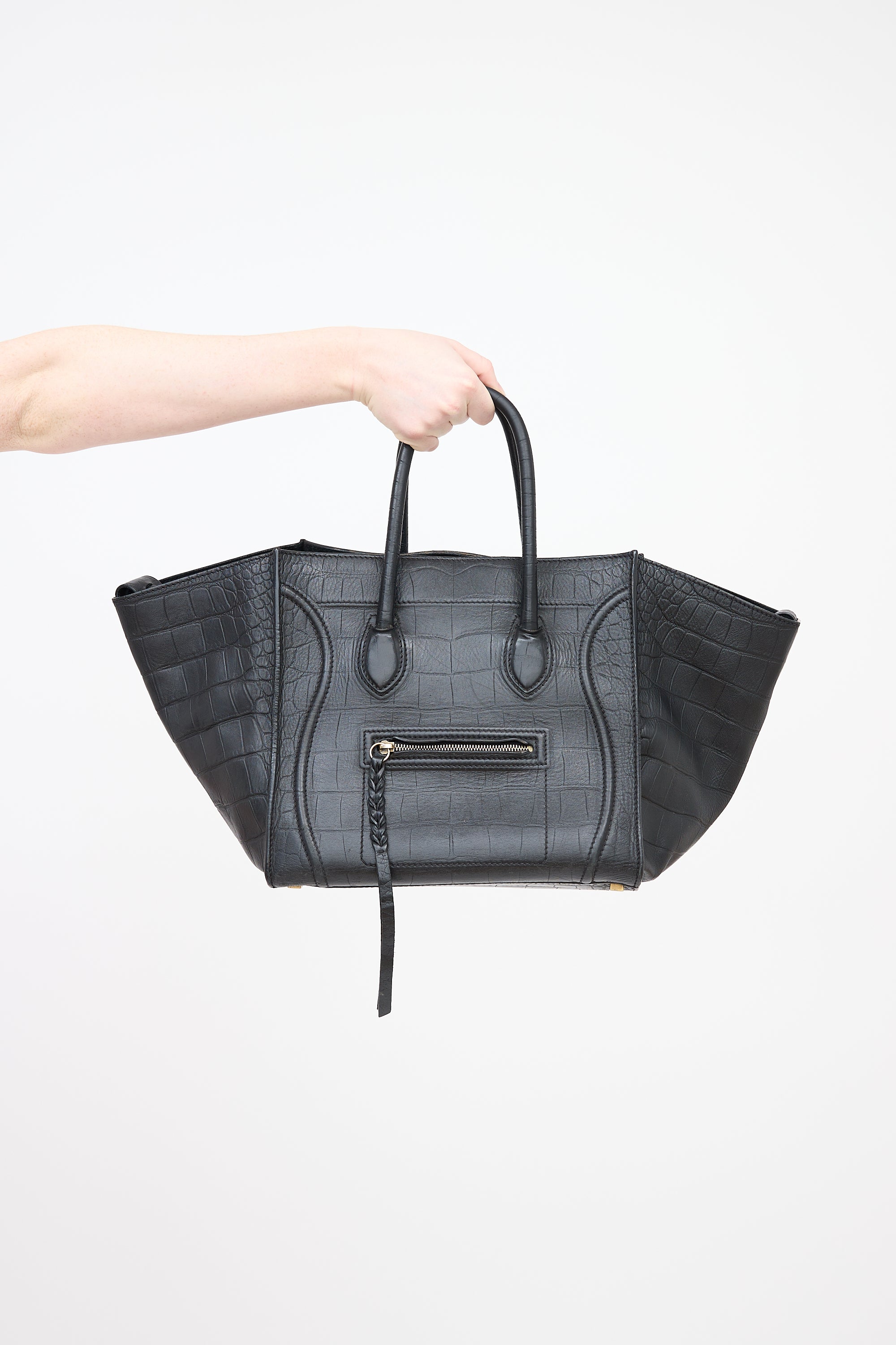 Celine 2011 Embossed Leather Medium Phantom Luggage Bag