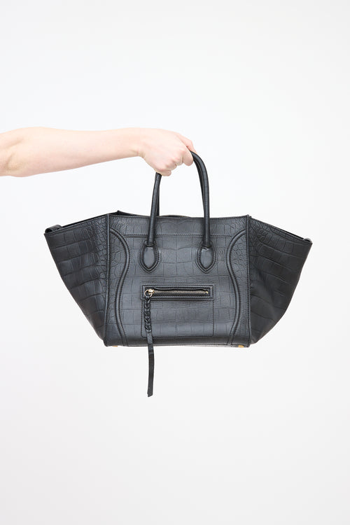 Celine 2011 Embossed Leather Medium Phantom Luggage Bag