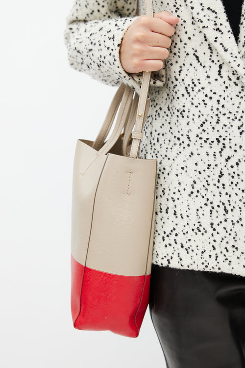 Celine 2015 Beige & Red Cabas Crossbody Bag