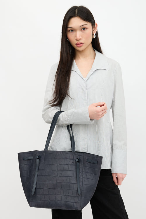 Celine 2015 Embossed Suede Cabas Phantom Bag