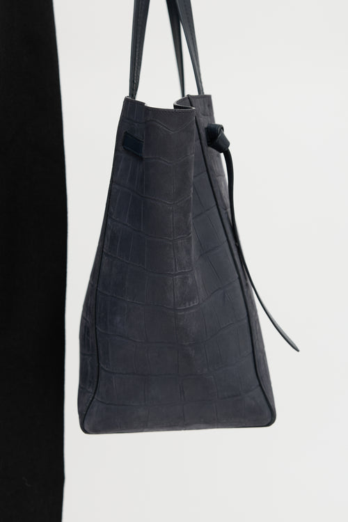 Celine 2015 Embossed Suede Cabas Phantom Bag