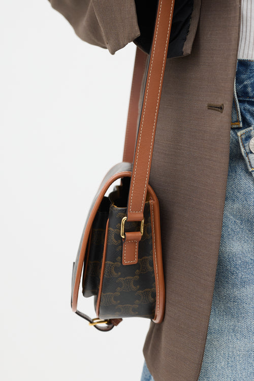 Celine 2023 Triomphe Canvas & Leather Medium Folco Bag