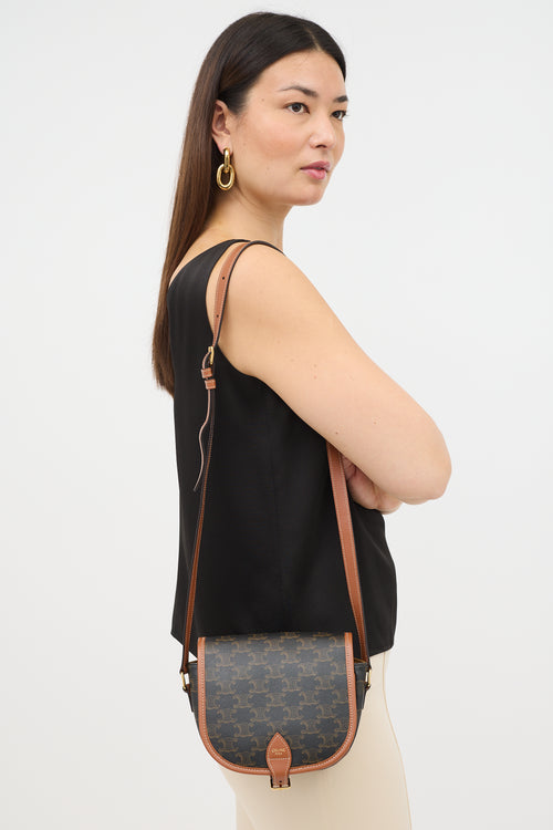 Celine 2023 Triomphe Canvas & Leather Medium Folco Bag