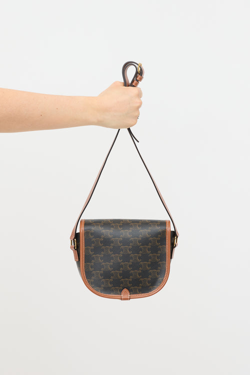 Celine 2023 Triomphe Canvas & Leather Medium Folco Bag