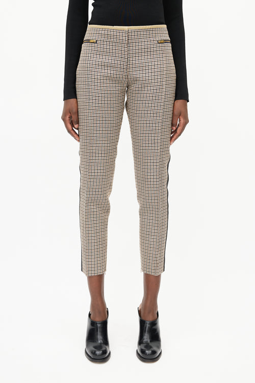 Celine Beige & Black Houndstooth Stripe Trouser