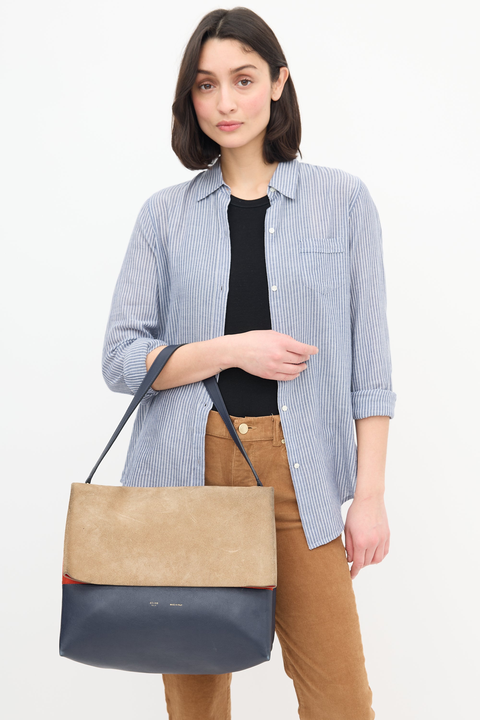 Celine Beige & Multi Suede All Soft Bag