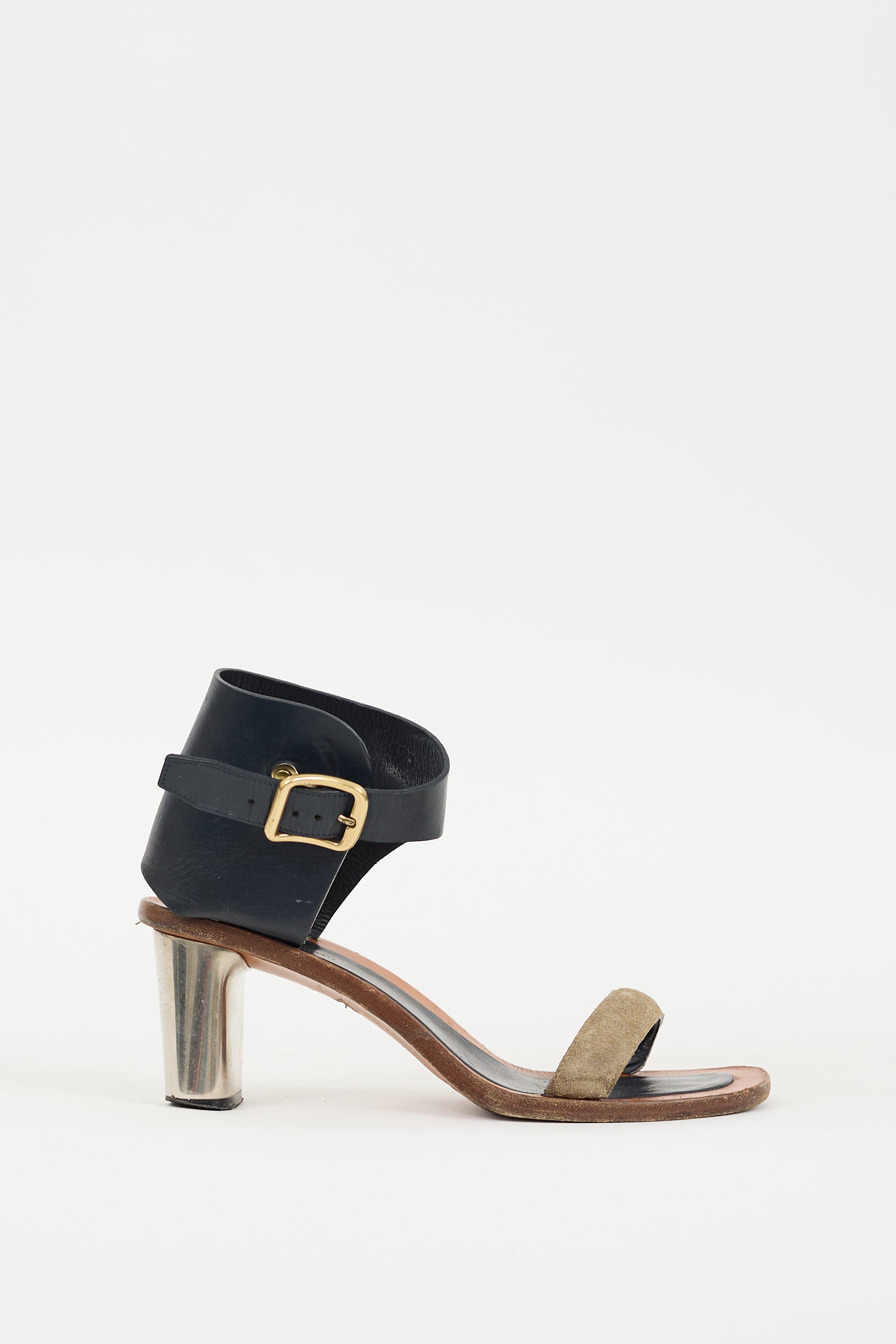 Celine Brown & Black Buckle Heel