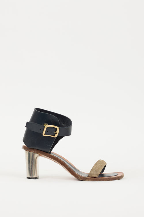 Celine Brown & Black Buckle Heel