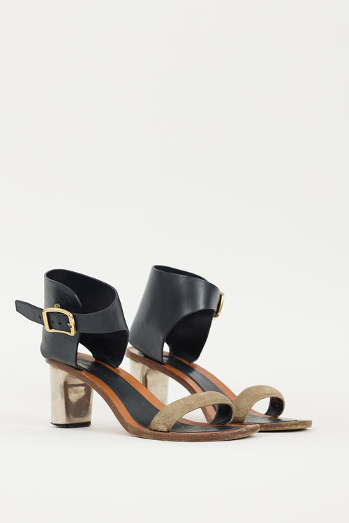 Celine Brown & Black Buckle Heel