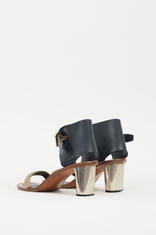 Celine Brown & Black Buckle Heel