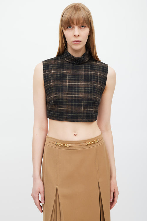 Celine Black & Brown Gingham Top