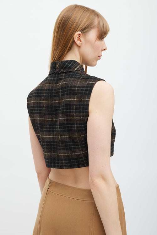 Celine Black & Brown Gingham Top