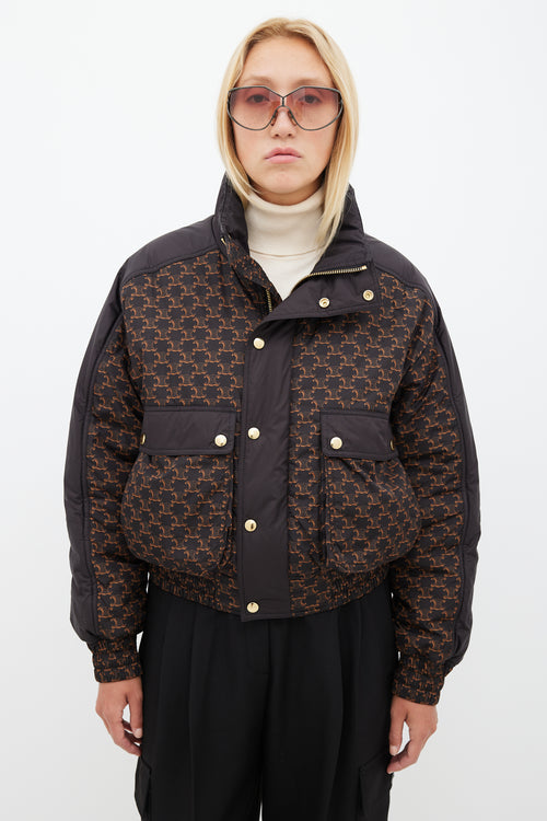 Celine Black & Brown Monogram Puffer Jacket