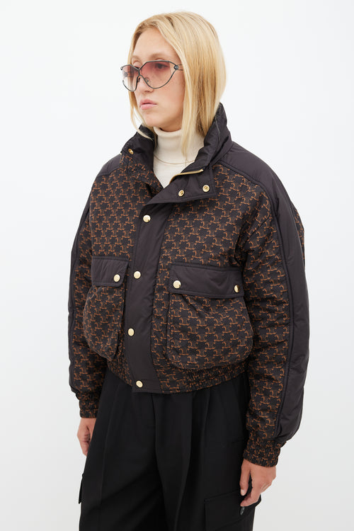 Celine Black & Brown Monogram Puffer Jacket