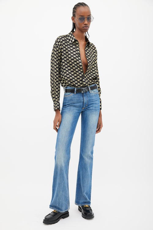 Celine Black & Gold Silk Triomphe Shirt