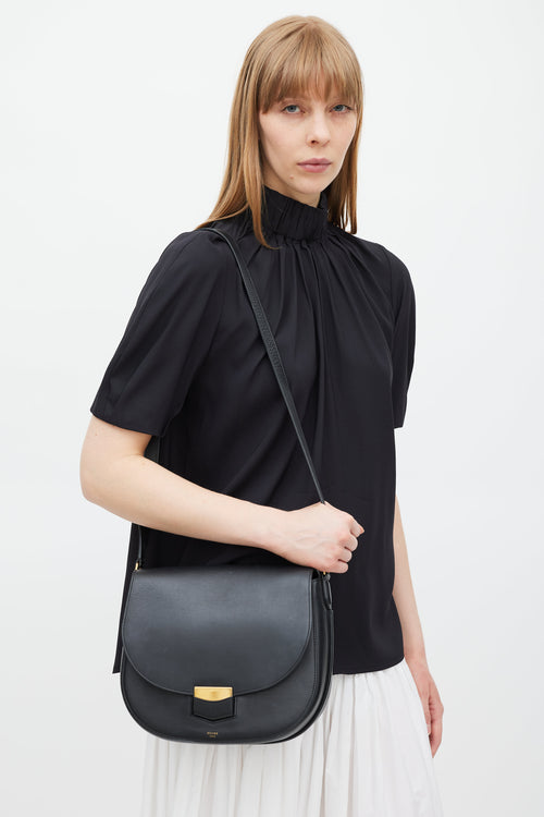 Celine Black & Gold Trotteur Leather Bag