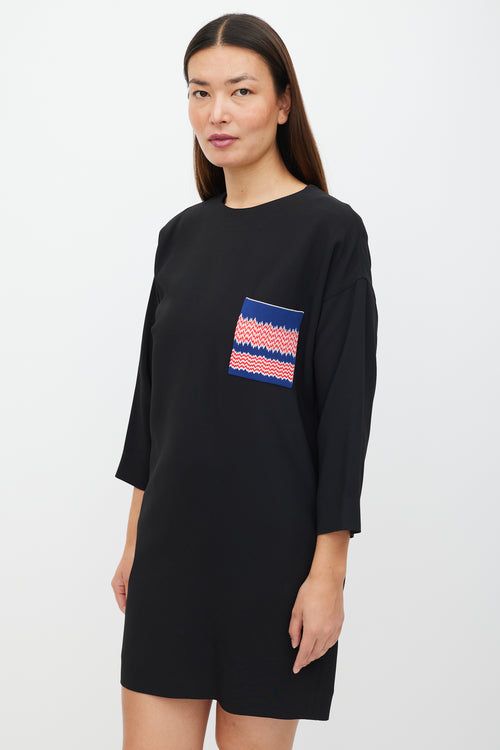 Celine Black & Multicolour Shirt Dress