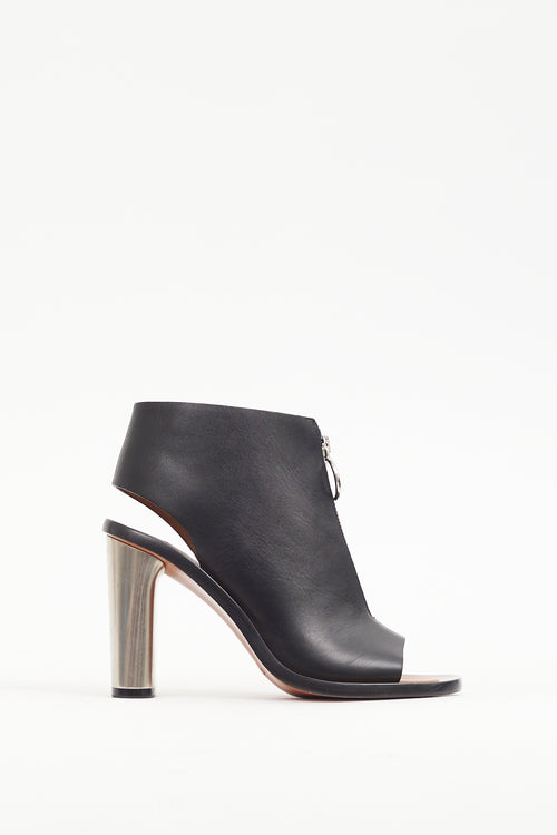 Celine Black & Silver Leather Bam Spartan Bootie