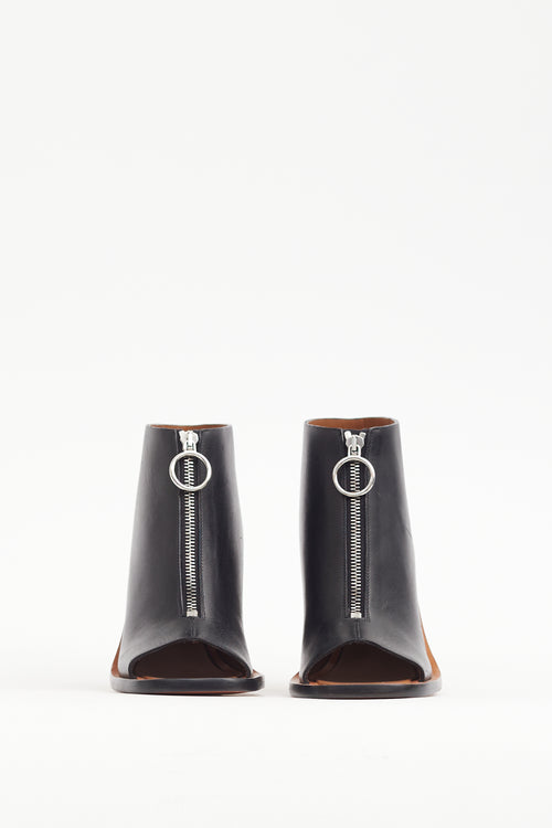 Celine Black & Silver Leather Bam Spartan Bootie