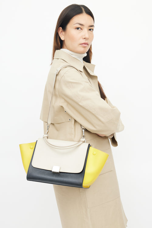 Celine Black & Yellow Leather Medium Trapeze Bag