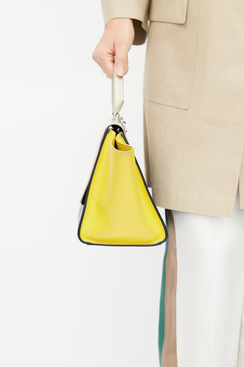Celine Black & Yellow Leather Medium Trapeze Bag