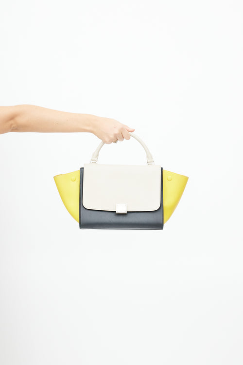 Celine Black & Yellow Leather Medium Trapeze Bag
