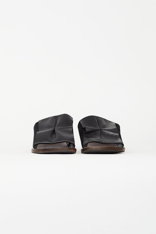 Celine Black Leather & Suede Block Sandal