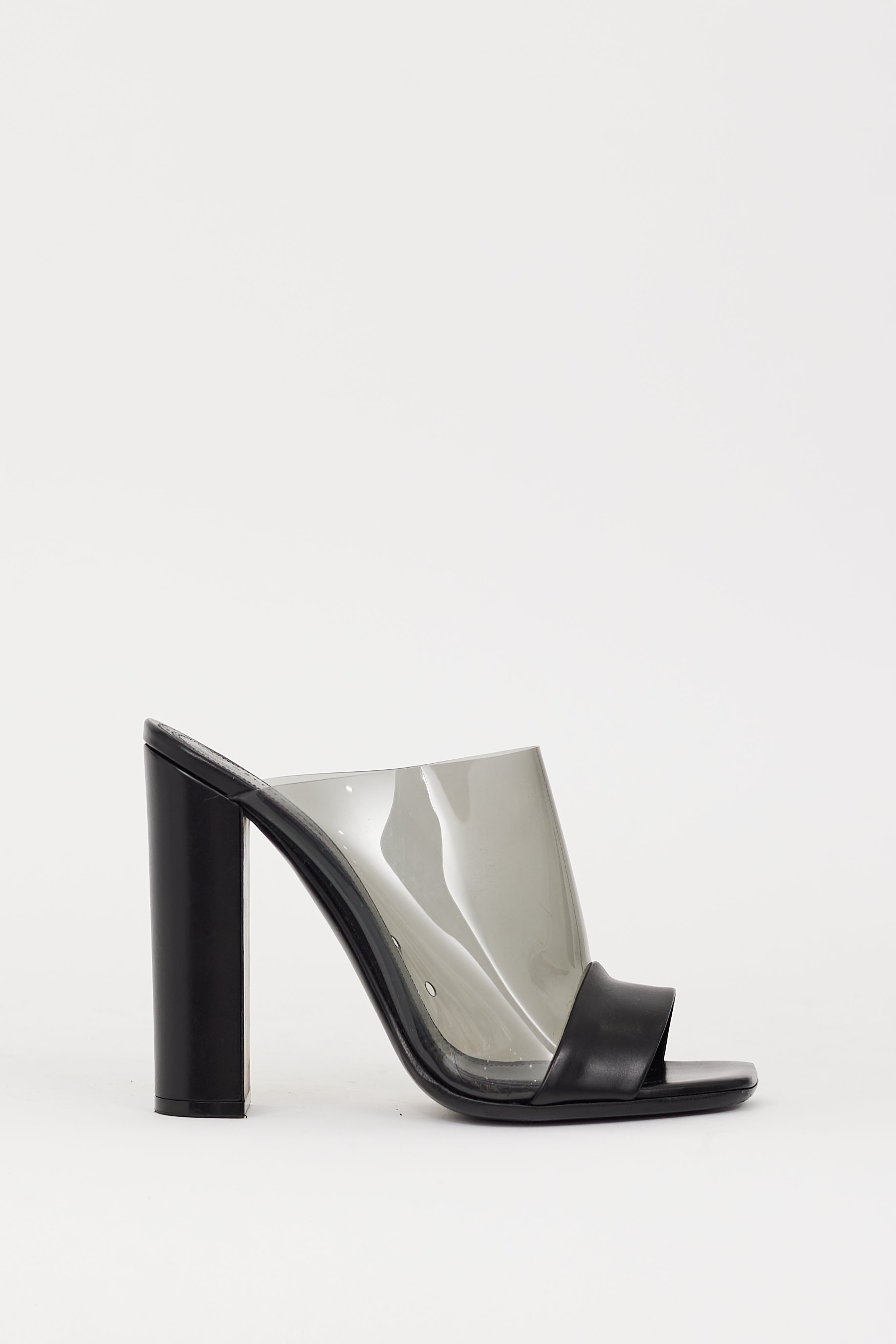 Celine Black PVC & Leather Heeled Mule