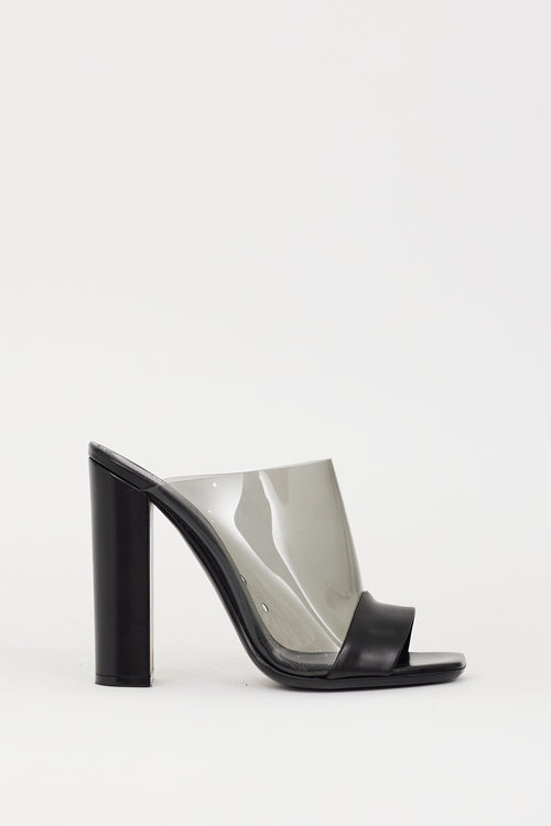 Celine Black PVC & Leather Heeled Mule