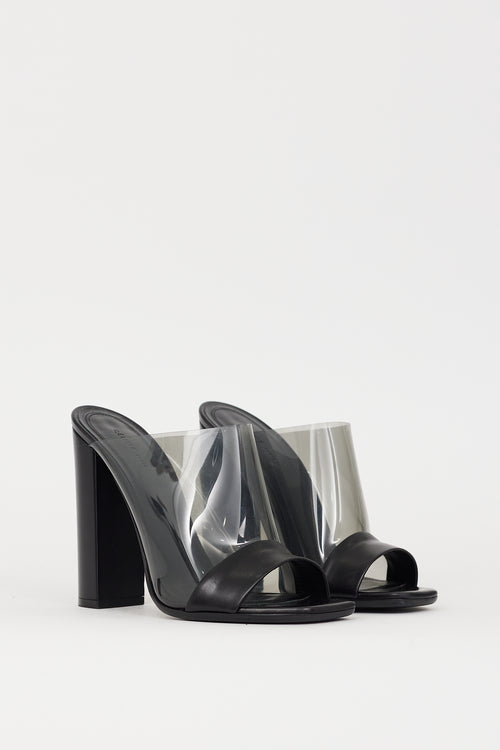Celine Black PVC & Leather Heeled Mule