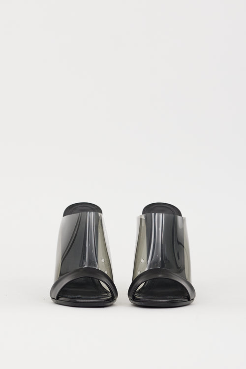 Celine Black PVC & Leather Heeled Mule