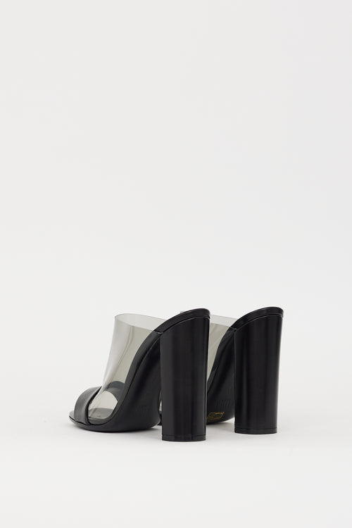 Celine Black PVC & Leather Heeled Mule