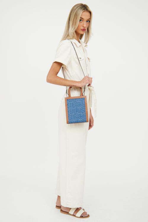 Celine Denim & Brown Leather Mini Vertical Cabas Bag