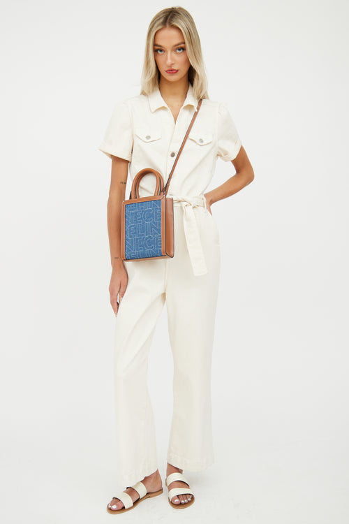 Celine Denim & Brown Leather Mini Vertical Cabas Bag