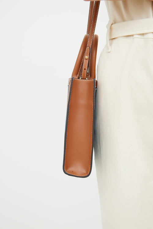 Celine Denim & Brown Leather Mini Vertical Cabas Bag