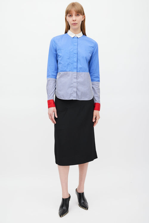 Celine Blue & Multicolour Striped Shirt