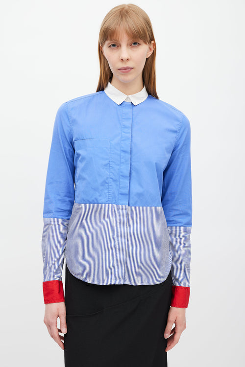Celine Blue & Multicolour Striped Shirt