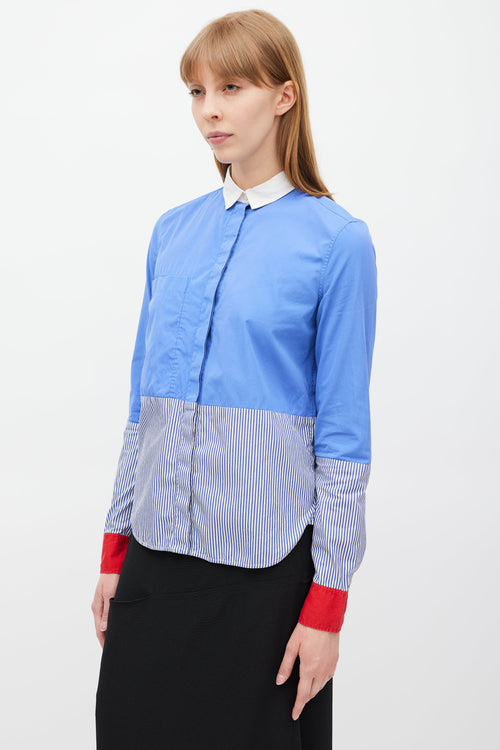 Celine Blue & Multicolour Striped Shirt