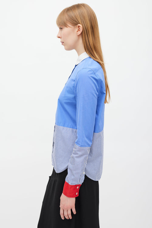 Celine Blue & Multicolour Striped Shirt