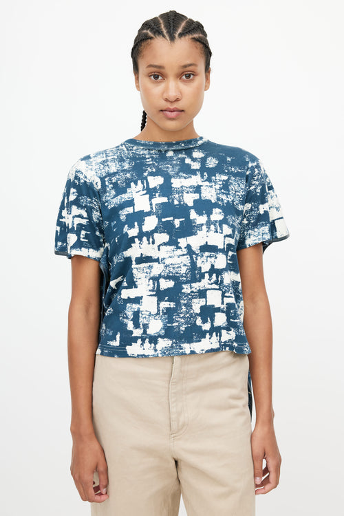 Celine Blue & White Abstract Drape Top