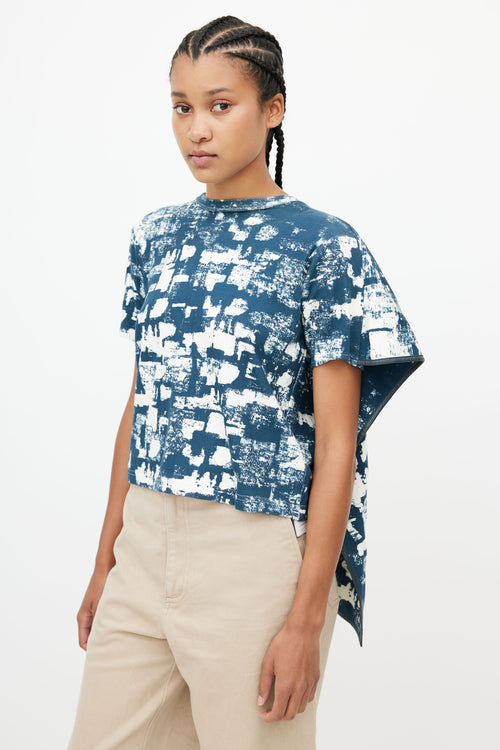 Celine Blue & White Abstract Drape Top