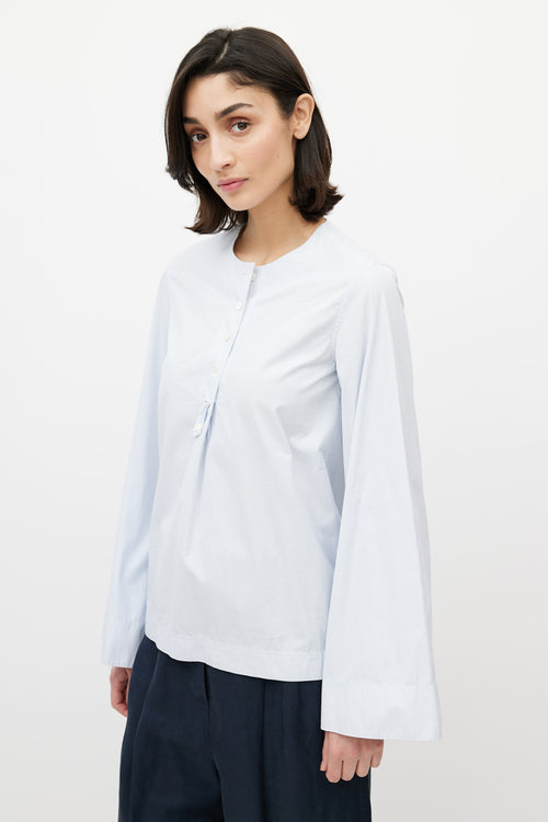 Celine Blue & White Pinstripe Cotton Shirt